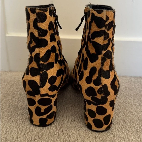 Halogen Calf Hair Leopard Print Ankle Booties - Size 8 - Picture 2 of 7